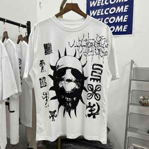 Oversized 2024 Nieuwe Vintage T-shirt Mannen Vrouwen Hoge Kwaliteit Hiphop Brief Print T-shirt Korte Mouw Tops Zwart tee