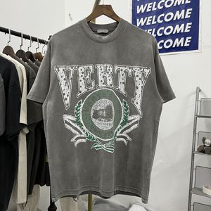 Surdimensionné 2024 T-shirts Lavé Imprimé Lâche Hommes Femmes T-shirts À Manches Courtes Vintage D'été T-shirt Décontracté Couverture En Coton
