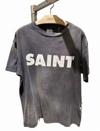 surdimensionné 2024SS MAR BLACK SAINT MICHAEL PRINT T-SHIRT Men Femmes 1: 1 TE-TEE TEE TEE TEE COURT DE HAUTE QUALIT