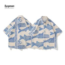 Américain surdimensionné à la broderie Summer Summer Female Étudiant Couples Fashion Casual Shirt Mens Vêtements Tendances 240415