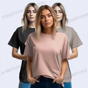 T-shirts vierges surdimensionnés, grande taille, personnalisés, lourds, 100% coton, col rond, pour femmes