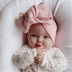 Oversized booghoofdband voor pasgeboren haaraccessoires Diy Baby Girls gebreide bowknot tulband hoofdwikkeling warme brede hoofdbanden gehaakt