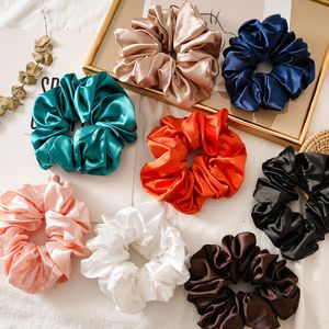 Gomas para el pelo de colores brillantes de gran tamaño para mujer, bandas elásticas para el pelo de seda, tocados para niñas, soporte para cola de caballo con lazo de agarre de Donut