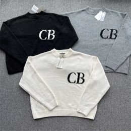 Oversized Cole Buxton trui heren dames 1:1 beste kwaliteit zwart grijze sweatshirts gebreide jacquard CB letter gedrukt casual mode trui