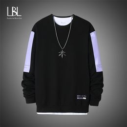 Oversized Crewneck Sweatshirt Mannen Spring Solid Hip Hop Japanse Streetwear Pullovers Gele Hoodie Mannen Sweatshirts Male 210818