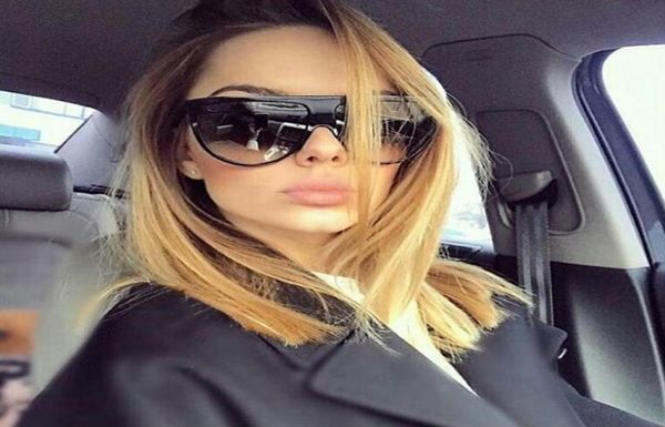 Surdimensionné haut plat femmes grand cadre Kim Kardashian marque concepteur dames lunettes De soleil noir lunettes De soleil Gafas De Sol4570933
