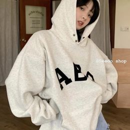 Oversized fleecehoodie Winter streetwear Vintage sweatshirts met capuchon, lange mouwen, warme katoenen ABC grafische hoodie voor 231228