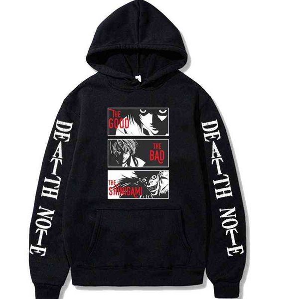 Sudadera con capucha de gran tamaño Anime Death Note Winter Warm Hoody Funny Cartoon Graphic Printing Streetwear Harajuku Unisex Sudaderas Hombre G220429