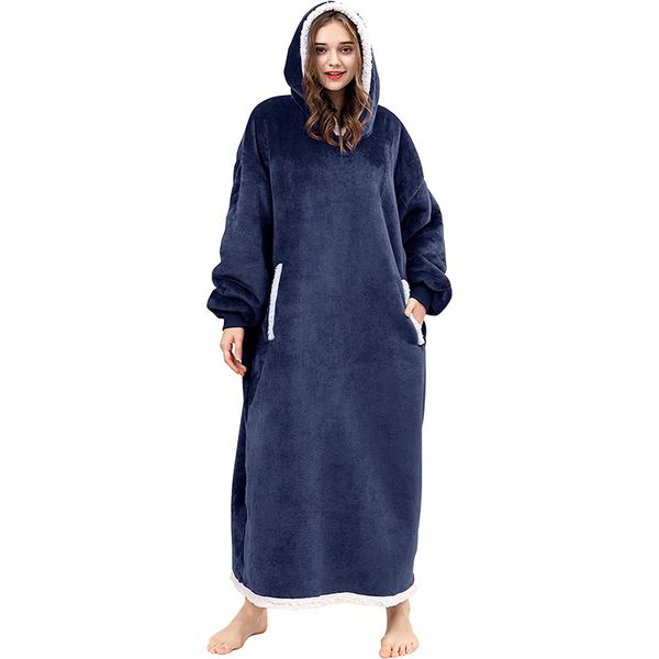 Sweat à capuche surdimensionné sweat à capuche d'hiver polaire géant portable pyjama jeter couverture avec manches pull surdimensionné femmes sweat à capuche