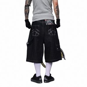 Jorts surdimensionnés été Jeans Shorts hommes jambe large Baggy Y2K Denim Shorts O52D #