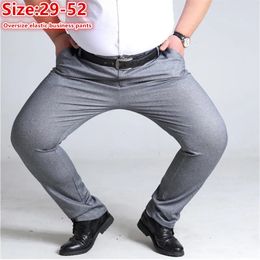 Surdimensionné homme affaires robe droite pantalon haute étiré grande taille 52 50 48 bureau noir bleu gris costume formel pantalon 240308