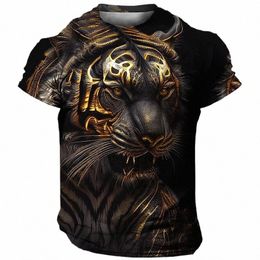 T-shirt surdimensionné pour hommes 3D Tiger Print Tees Tops Summer Casual Mens Animal Motif T-shirt Streetwear Séchage rapide Fi Vêtements m7on #