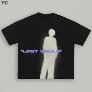 Tshirts pour hommes surdimensionnés goth les âmes perdues imprimées unisexes à manches courtes t-shirt mode coton harajuku tops d'été hip hop 240430