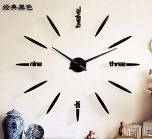 Horloge murale métallique surdimensionnée simple et créative, autocollants muraux pour salon, bricolage, fusée artistique, DIY bricolage, 1206038