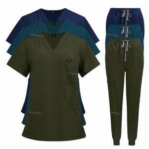 Uniformes d'infirmière surdimensionnés Beauty Sal Spa Workwear Fi Jogger Suit Pet Hospital Doctor Scrubs Set Femmes Hommes Vêtements médicaux p3El #