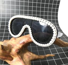 Gafas de sol de lujo con diamantes y perlas de gran tamaño, gafas únicas para mujer, marca MINCL, gafas con diamantes, gafas de diseñador a la moda para mujer FML5025707