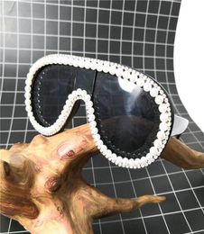 Gafas de sol de lujo con diamantes y perlas de gran tamaño, gafas únicas para mujer de marca MINCL, gafas con diamantes, gafas de diseñador a la moda para mujer FML8577658