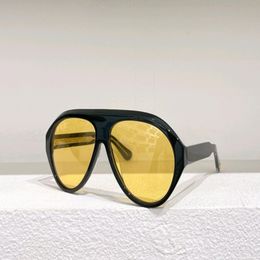 Lunettes de soleil pilotes surdimensionnées pour femmes Hommes Black Yellow Lenses Sport Sun Glasses UV Eyewear avec boîte 311Q