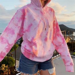 surdimensionné rose Hoodies pour les femmes Mode Imprimer Sweat lâche à manches longues Streetwear Femmes Vêtements à capuche hiver 201102