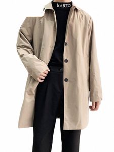 Trench Colle Coats Retro Black Men surdimensionné Homme pardessus décontractés élégant manteau mâle TUNIC BUTTOM WINDBREAKER Ves à vêtements pour hommes J3rl #