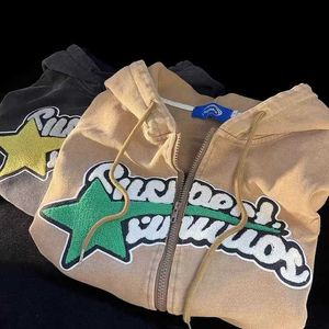 Surdimensionné rétro Streetwear lettre flocage sweat à capuche zippé sweat Vintage sweats à capuche femmes Grunge Punk à capuche Y2k vêtements