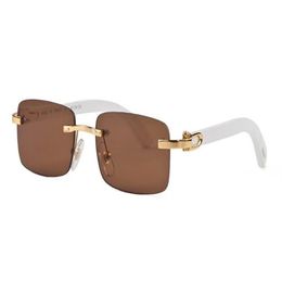 Lunettes de soleil surdimensionnées sans monture en corne de buffle Lunettes de soleil carrées Styles d'été Hommes Lunettes de soleil de créateur pour hommes Femmes Noir Rouge Marron Clea3068