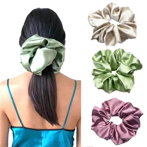 Chouchous surdimensionnés gros élastiques pour cheveux en caoutchouc Girs élastique pour queue de cheval lisse Satin chouchou femmes cheveux accessoires 10 pièces