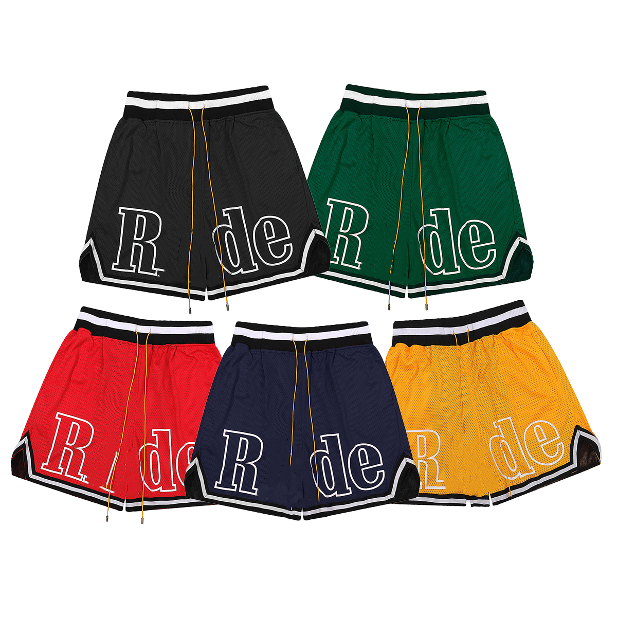 2023 shorts masculinos curtos de grife para natação Splash ink design com estampa de letras para natação inaka shorts de malha tech superdimensionados tamanhos americanos bordados reflexivos A2