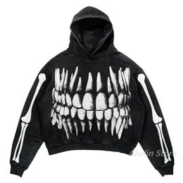 Oversized Schedel Print Hoodies Vrouwen harajuku streetwear mannen Tops trainingspak mannen Koppels Sweatshirt Goth Y2k Kleding mannen kleding 240126