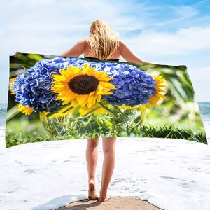 Oversized zachte strandhanddoek, bloemen extra groot zwembad zwembadje reisdoeken deken super snel droog bad voor vrouwen