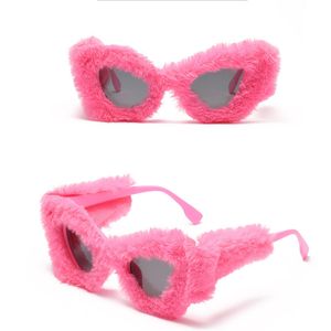 Oversized Zachte Bont Zonnebril voor Vrouwen Grote Vierkante Pluche Modemerk Zonnebril Grappige Partij Brillen Vrouwelijke Roze Zwart