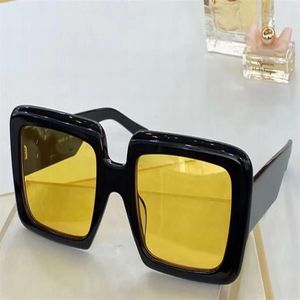 Übergroße quadratische Sonnenbrille, schwarze gelbe Linse, 0783, Sonnenbrille, modische Sonnenbrille, Outdoor-Sommerbrille, neu mit Box256F