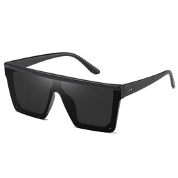 Gafas de sol cuadradas de gran tamaño para mujeres y hombres, estilo de lente siamesa a la moda, sombras planas con protección superior