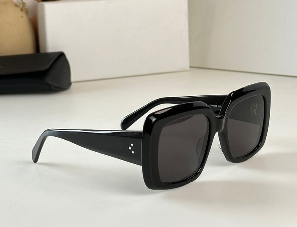 Lunettes de soleil carrées surdimensionnées, verres noirs et gris brillants pour femmes, lunettes de soleil d'été, gafas de sol Sonnenbrille UV400, vêtements unisexes avec boîte