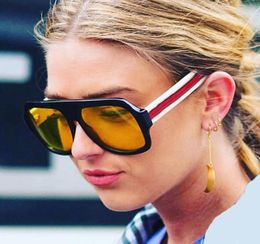 Oversized zonnebrillen vrouwen merkontwerper retro big frame rood groen zonnebril 2018 nieuwe vlakke boventinten helder gele brillen 966404444