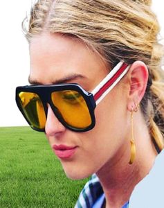 Lunettes de soleil surdimensionnées Femmes Designer Retro Big Frame Green de soleil Green rouge 2018 Nouvelles tops plats Eyewear jaune transparent1690279