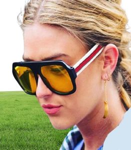 Gafas de sol de gran tamaño Diseñador de marca Retro Big Frame Red Greess Red Green Sun 2018 Nuevos tonos planos de cárcel amarillo transparente9258722