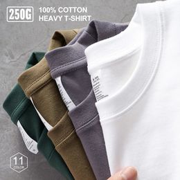 T-shirt surdimensionné pour hommes uni 100% coton 250g épais de haute qualité de base solide en vrac unisexe femmes à manches courtes Tee vide blanc 240223