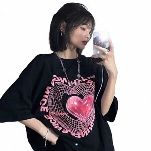 T-shirt surdimensionné Love Graphic T-shirts Femmes Nouveaux T-shirts mignons Couple Tshirt Streetwear Y2K Tops Harajuku Vêtements doux x4Qt #