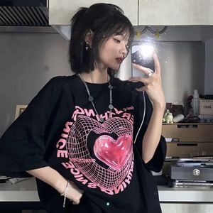 T-shirt surdimensionné Love T-shirts graphiques Femmes Migne Tees Couple Tshirt Streetwear Y2K Tops Harajuku Sweet Vêtements 240416