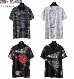 T-shirt surdimensionné Men d'été Top journal court à manches courtes Tshirts surdimensionnés plus 6xl 8xl 9xl 10xl Tee-Shirts Mens Ice Silk Tops VHT21864936