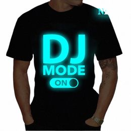 Oversized T-shirt Zomer Mannen Vrouwen Dj Mode Print Lichtgevende Tees Hip Hop Stijl Korte Mouw Harajuku DJ Print Gloeiende tshirt Mannelijke 349U #