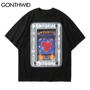 Oversized Tee Shirts Streetwear Vintage Game Console Tshirts Harajuku Hip Hop Casual Katoen Korte Mouw T-shirts Tops 210602