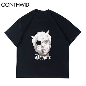 T-shirts surdimensionnés Hip Hop Devil Print Punk Rock Gothic Tees Chemises Streetwear Lâche Hipster Harajuku Tops à manches courtes 210602
