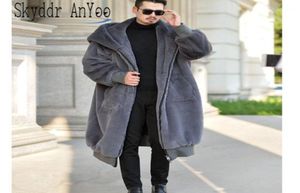 Oversized winterbont lagen Hooded Men Women Faux Fur Long Coat Warm Zipper Luxe Outerwear Casual Winter Leather Jackets Robe13561879