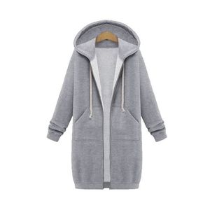 Oversized vrouwen Hooded Sweatshirts Herfst Winter Warm Katoen Fluwelen Jassen Vrouwelijke Trekkoord Hoodies Uitloper Lange Jas 210803