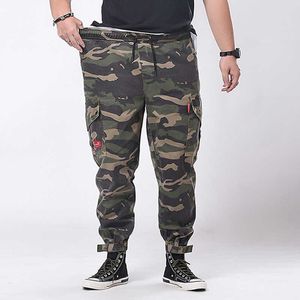 Oversized XXL-7XL TIDE Merk Herenbroek Losse Casual Camouflage Niet-elastische T-vormige mode-broek X0621