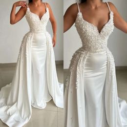 Overskirts avond elegante witte jurk parels riemen feest prom jurken bloemen formele lange jurk voor speciale ocn
