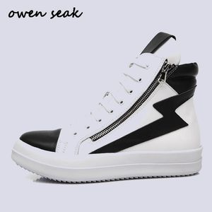 Bottes Owen Seak Men Chaussures hautes chevilles basiques Trainers de luxe Génétique en cuir hivernal zip zip basket décontracté lacets