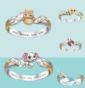 Hibou vous aime toujours les anneaux pour les filles dames mignons animaux bagues Unicorn abeille d'éléphant rings7896574